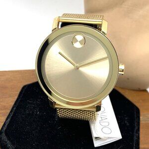 Movado Men's Watch 3600560 Bold Gold Dial Swiss Quartz Steel Mesh Band 40mm